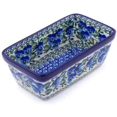 Polish Pottery Mini loaf pan Blue Pansy