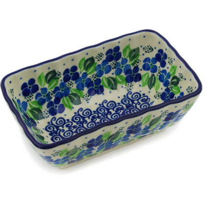 Polish Pottery Mini loaf pan Blue Phlox
