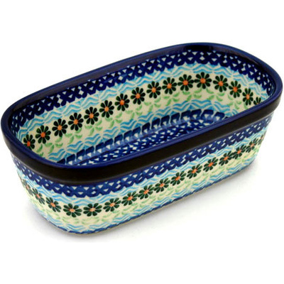 Polish Pottery Mini loaf pan Daisies By The Sea
