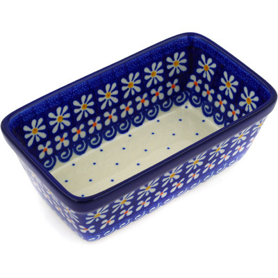 Polish Pottery Mini loaf pan Dots And Daisies