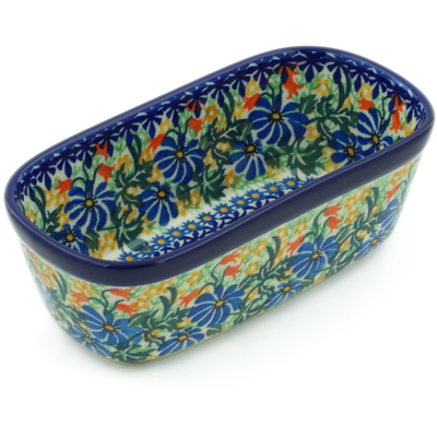 Polish Pottery Mini loaf pan Happy Daisy UNIKAT