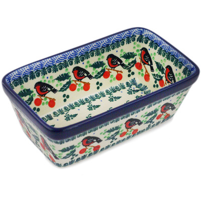 Polish Pottery Mini loaf pan Holly Robin