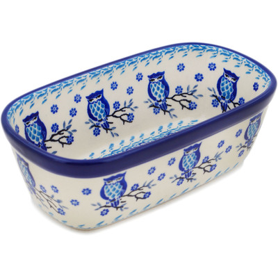 Polish Pottery Mini loaf pan Owl Kingdom UNIKAT