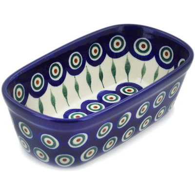 Polish Pottery Mini loaf pan Peacock Leaves