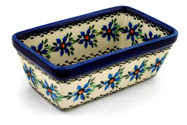 Polish Pottery Mini Loaf Pan Water Tulip Pattern by Ceramika Artystyczna