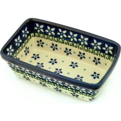 Polish Pottery Mini loaf pan Star Flower Dots