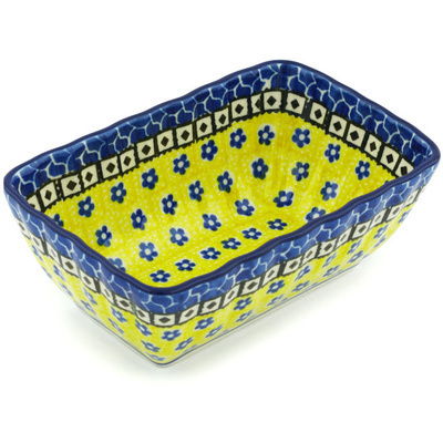 Polish Pottery Mini loaf pan Sunburst Daisies