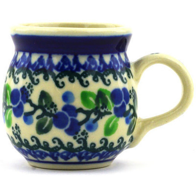 Polish Pottery Mini Mug 2&quot; Blue Berry Garland