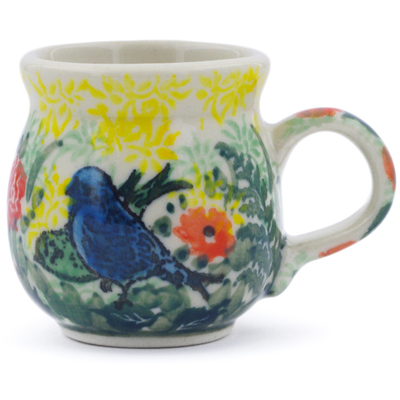 Polish Pottery Mini Mug 2&quot; Blue Bird Delight UNIKAT