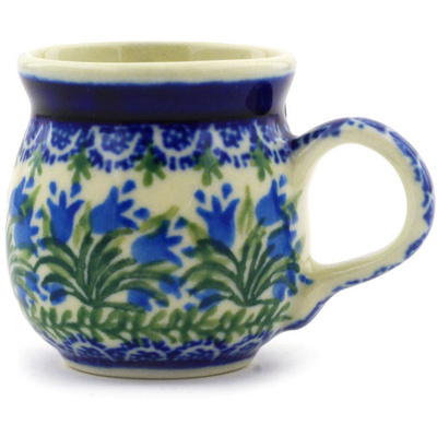 Polish Pottery Mini Mug 2&quot; Blue Tulip Garden
