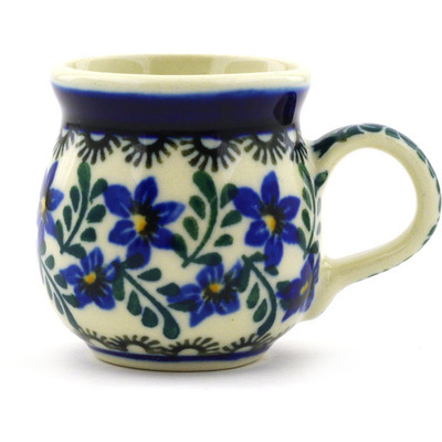 Polish Pottery Mini Mug 2&quot; Blue Violets
