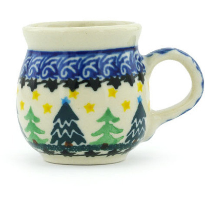 Polish Pottery Mini Mug 2&quot; Christmas Evergreen