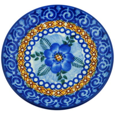Polish Pottery Mini Plate Blue Poppy Circle UNIKAT
