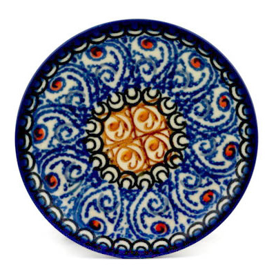 Polish Pottery Mini Plate, Coaster plate Amber Shores UNIKAT