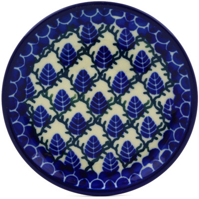 Polish Pottery Mini Plate, Coaster plate Aspen Leaf Trellis