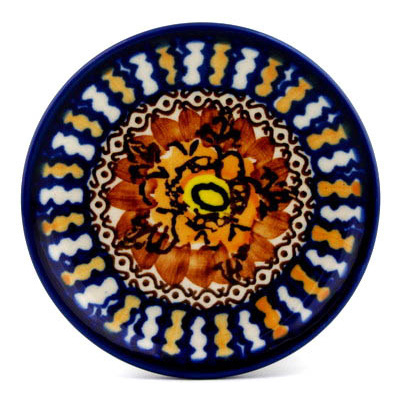 Polish Pottery Mini Plate, Coaster plate Autumn Blooms UNIKAT