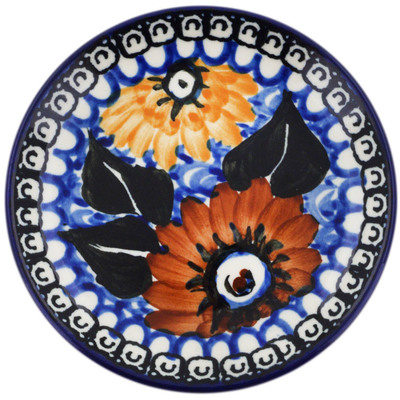 Polish Pottery Mini Plate, Coaster plate Autumn Chrysanthemums UNIKAT