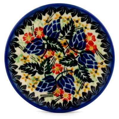 Polish Pottery Mini Plate, Coaster plate Autumn Thistle UNIKAT