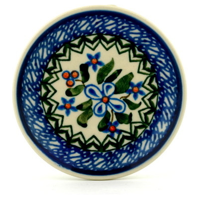 Polish Pottery Mini Plate, Coaster plate Azure Blooms