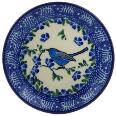 Polish Pottery Mini Plate, Coaster plate Baby Blue Bird