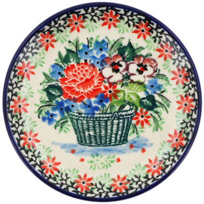 Polish Pottery Mini Plate, Coaster plate Basket Of Beauty UNIKAT