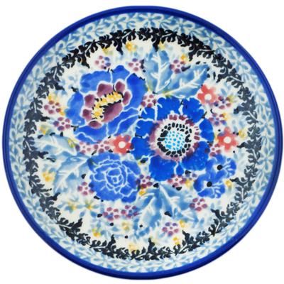 Polish Pottery Mini Plate, Coaster plate Beautiful Blues UNIKAT