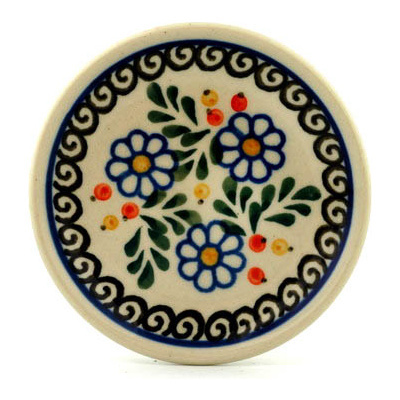 Polish Pottery Mini Plate, Coaster plate Berries And Daisies