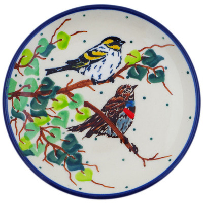 Polish Pottery Mini Plate, Coaster plate Birds Of A Feather UNIKAT