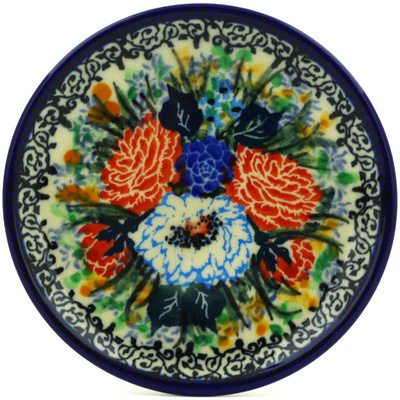 Polish Pottery Mini Plate, Coaster plate Black Meadow UNIKAT