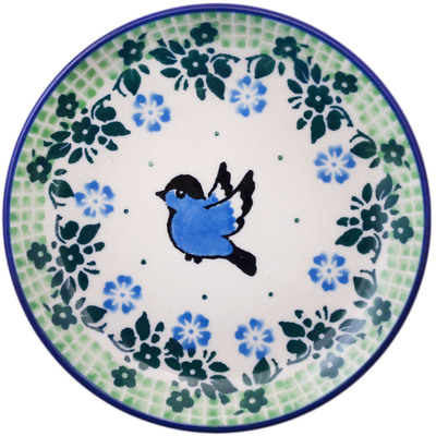 Polish Pottery Mini Plate, Coaster plate Blue Bird Babies