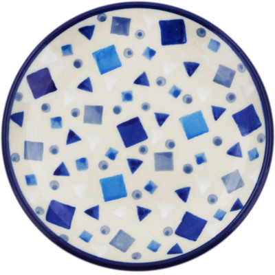Polish Pottery Mini Plate, Coaster plate Blue Celebration