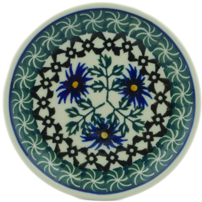 Polish Pottery Mini Plate, Coaster plate Blue Chicory