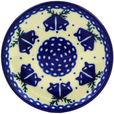 Polish Pottery Mini Plate, Coaster plate Blue Christmas UNIKAT