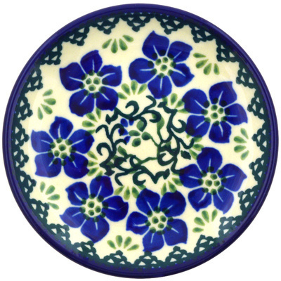 Polish Pottery Mini Plate, Coaster plate Blue Dogwood