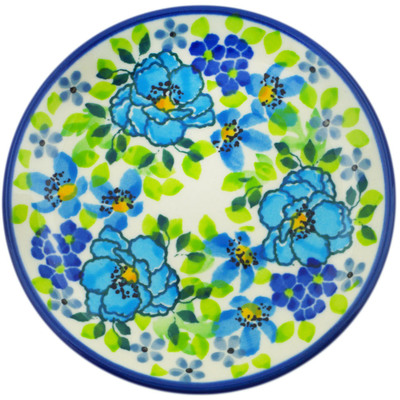 Polish Pottery Mini Plate, Coaster plate Blue Kissed Petals UNIKAT