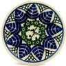 Polish Pottery Mini Plate, Coaster plate Blue Leaf