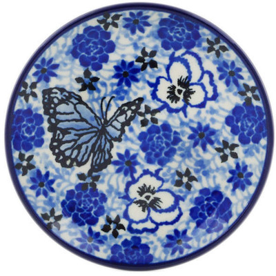 Polish Pottery Mini Plate, Coaster plate Blue Monarch