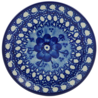 Polish Pottery Mini Plate, Coaster plate Blue Poppy Circle UNIKAT