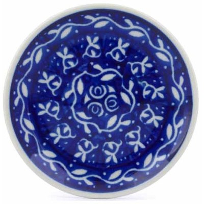 Polish Pottery Mini Plate, Coaster plate Blue Rope Vine
