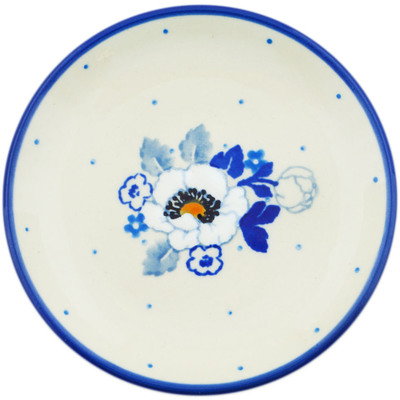 Polish Pottery Mini Plate, Coaster plate Blue Spring Blue