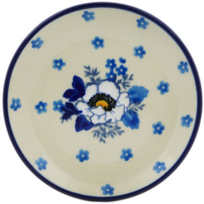 Polish Pottery Mini Plate, Coaster plate Blue Spring
