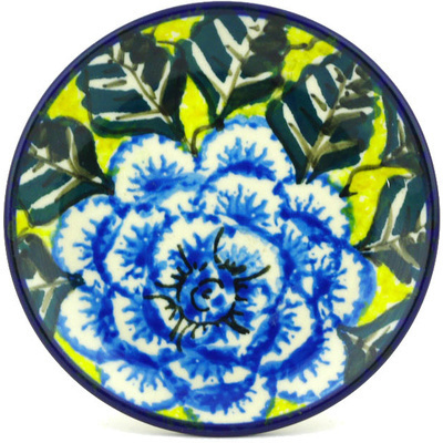 Polish Pottery Mini Plate, Coaster plate Blue Spring UNIKAT