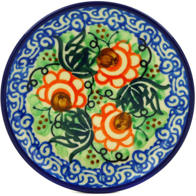 Polish Pottery Mini Plate, Coaster plate Blue Waves UNIKAT
