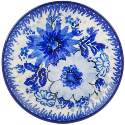 Polish Pottery Mini Plate, Coaster plate Blue Wildflower Patch UNIKAT