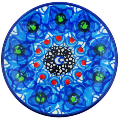 Polish Pottery Mini Plate, Coaster plate Blueberry Flowers UNIKAT