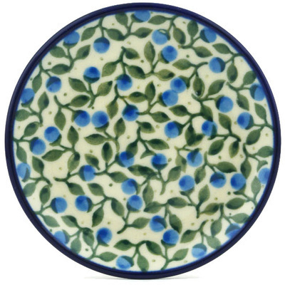 Polish Pottery Mini Plate, Coaster plate Blueberry Vine