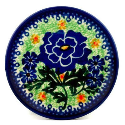 Polish Pottery Mini Plate, Coaster plate Bold Carnation UNIKAT