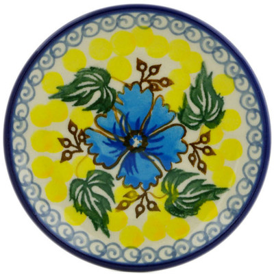Polish Pottery Mini Plate, Coaster plate Brilliant In Blue UNIKAT