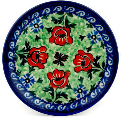 Polish Pottery Mini Plate, Coaster plate Brown Butterfly Garden UNIKAT