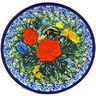 Polish Pottery Mini Plate, Coaster plate Bumble Bee Meadow UNIKAT